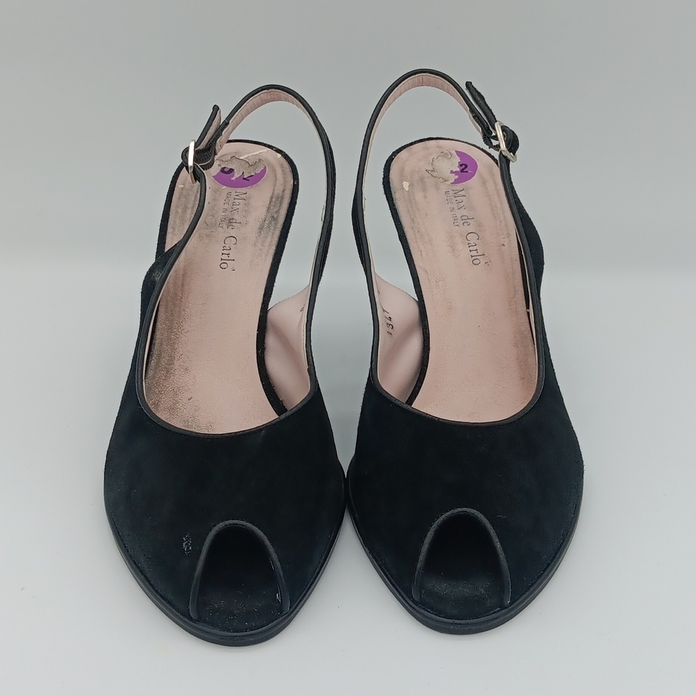 Max de Carlo Suede Peep-Toe Heels - Picture 2 of 8